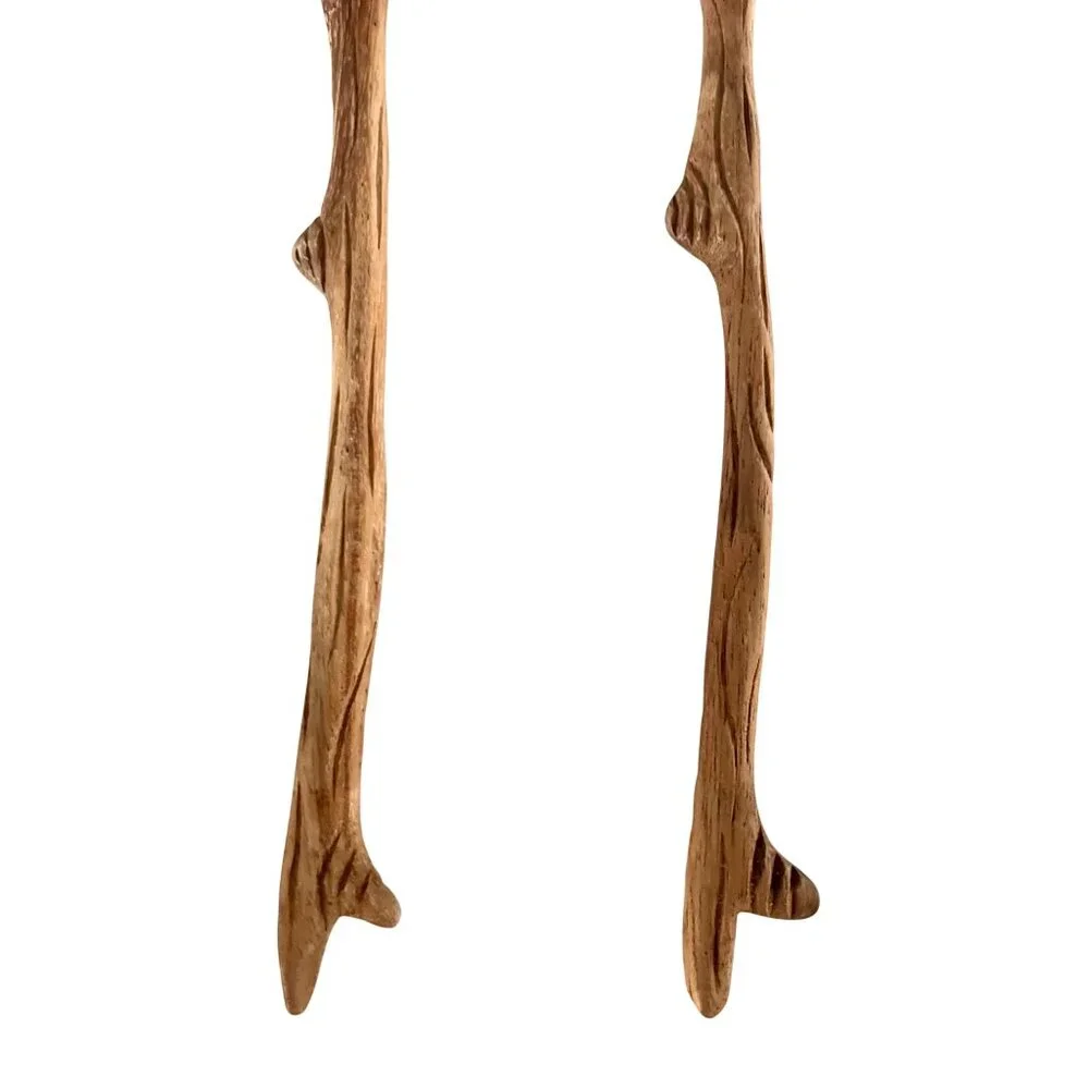 Handcrafted Wooden Salad Serving Spoon & Fork Set Branch Twig Design Rustic - Picture 4 of 4